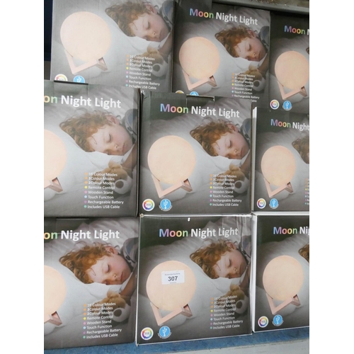 307 - Fifteen large rechargeable multi-coloured moon lights with remotes