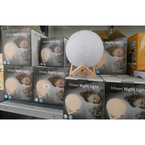 309 - Fifteen various sized rechargeable multicolour moon lights