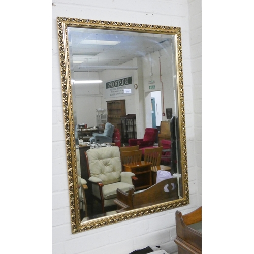 215 - A large bevelled wall mirror in decorative gilt frame, 40