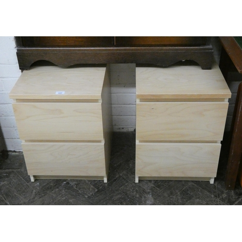 226 - A pair of light beech two drawer bedside chests