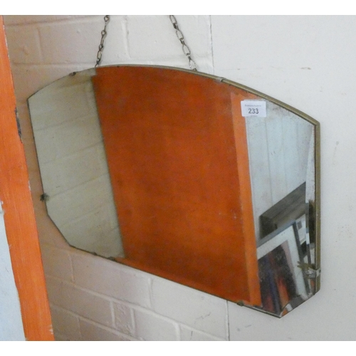 233 - A painted frameless vintage mirror and another mirror