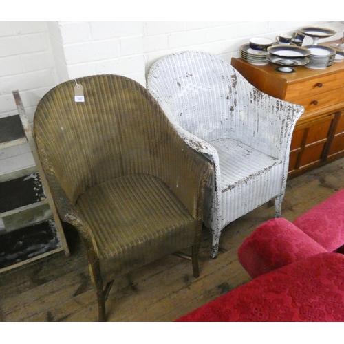 248 - Gilt Lloyd Loom chair and a white similar chair