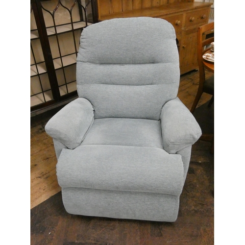 254 - Manually reclining easy chair in duck egg blue fabric