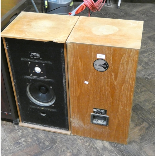 374 - A pair of large teak frame speakers by Chartwell, model number PM200