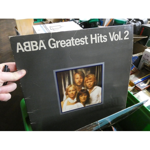 407 - A quantity of vinyl LP records including Beatle Abbey Road, some other pop and a quantity of single ... 