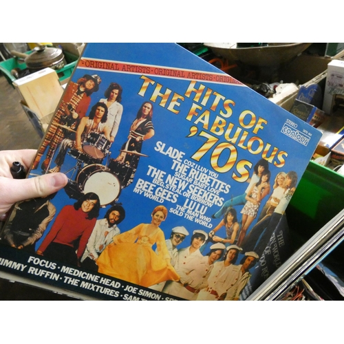 407 - A quantity of vinyl LP records including Beatle Abbey Road, some other pop and a quantity of single ... 