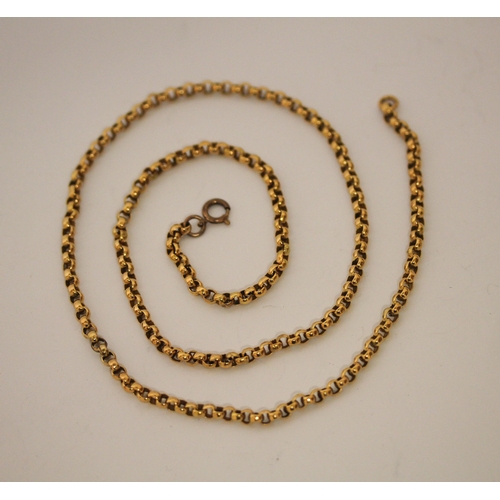 533 - 9ct yellow gold belcher link chain necklace, chain marked 9c, bolt ring claps replaced. Weight 13.2g... 