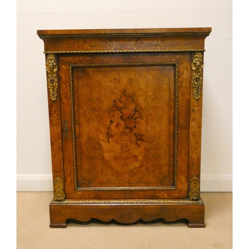 1 - Victorian walnut floral marquetry side or pier cabinet with gilt metal mounts. 33