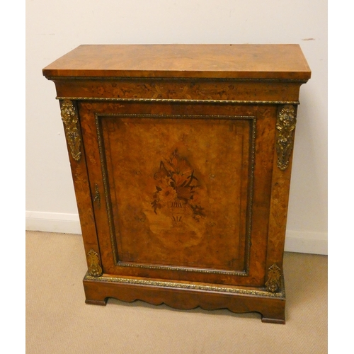 1 - Victorian walnut floral marquetry side or pier cabinet with gilt metal mounts. 33