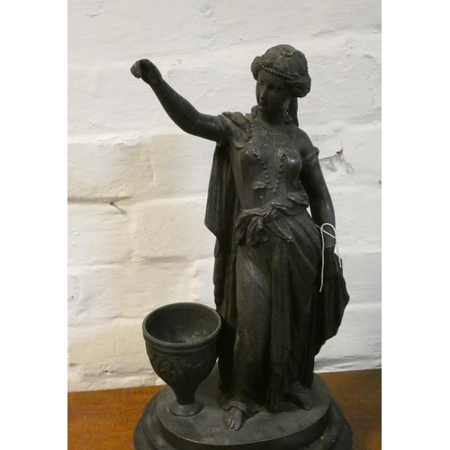 3 - 19th century French spelter water carrier  lady figure, 17