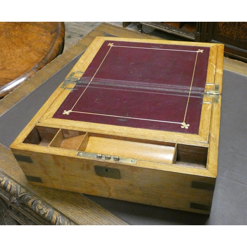 41 - Victorian brass mounted oak writing box