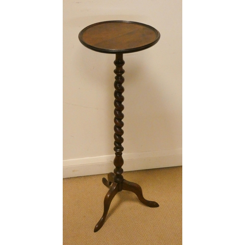 59 - Circular oak plant or bust pedestal on barley twist tripod base