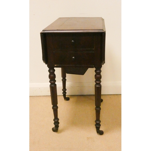 66 - Small Victorian style mahogany Pembroke table with two drawers and cupboard, 21