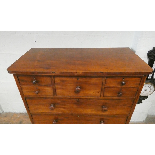 79 - Victorian mahogany Scottish style chest of three long and four small drawers with hat box drawer. 47... 