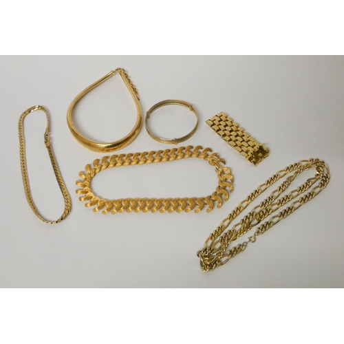 592 - Christian Dior gilt collar necklace and various Monet and other gilt metal necklaces