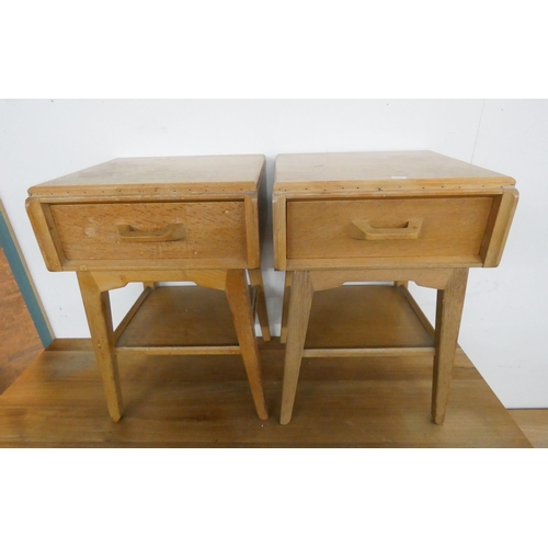 1 - Pair of mid-century light oak Gomme for Gplan bedside tables fitted one drawer and under tier, 21 ½”... 