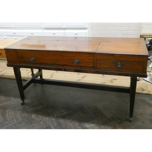 45 - Edwardian inlaid mahogany spinet cabinet converted into a desk