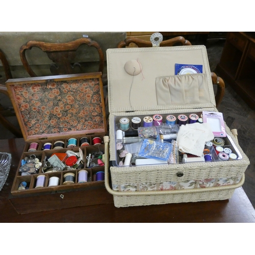 77 - A collection of three sewing boxes - some with contents