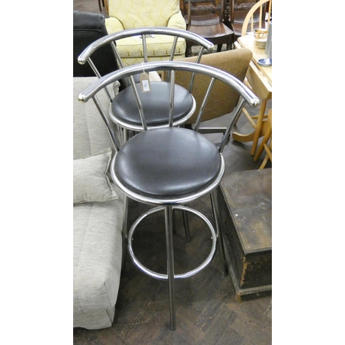 79 - Pair of high chrome framed kitchen stools