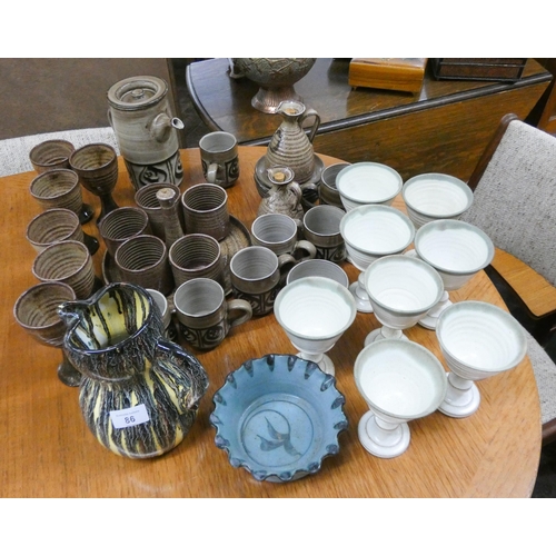 86 - Assorted studio pottery dinner ware and goblets etc