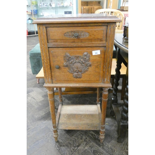 89 - French marble topped bedside cabinet