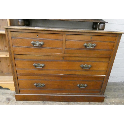 179 - Edwardian walnut chest of two long and two short drawers with brass handles, 3'6