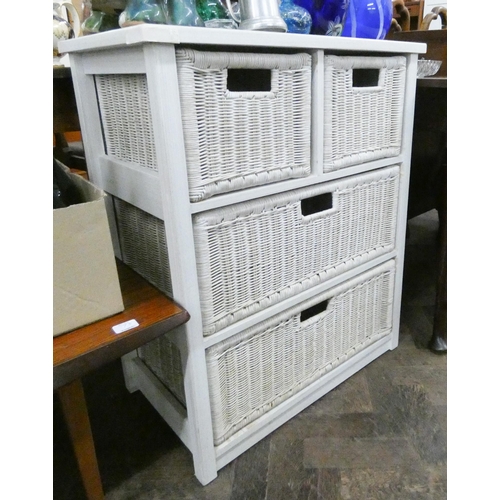 75 - Small white wickerwork chest of four drawers