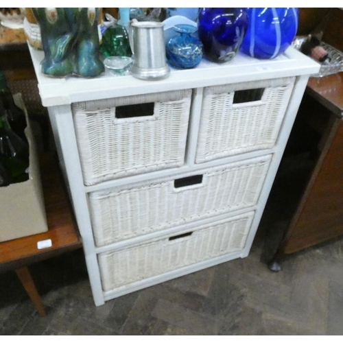 75 - Small white wickerwork chest of four drawers