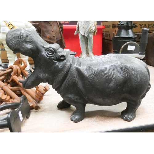 279 - A heavy Hippo figure with mouth open