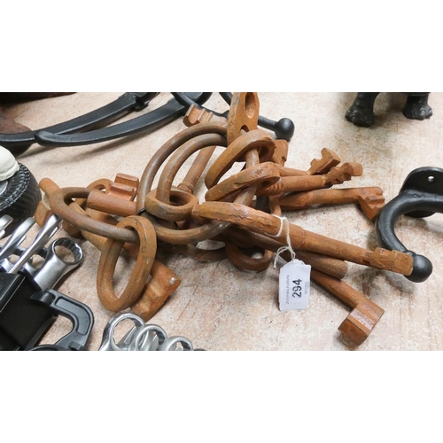 294 - Three sets of large old rusty keys