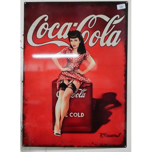 298 - A painted metal advertising sign 'Coca Cola'