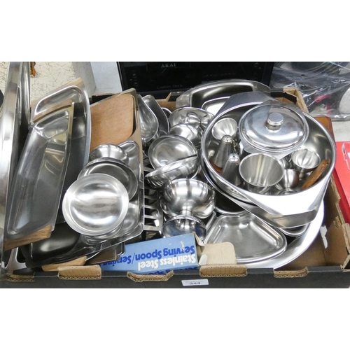 344 - Large quantity of stainless steel kitchen ware