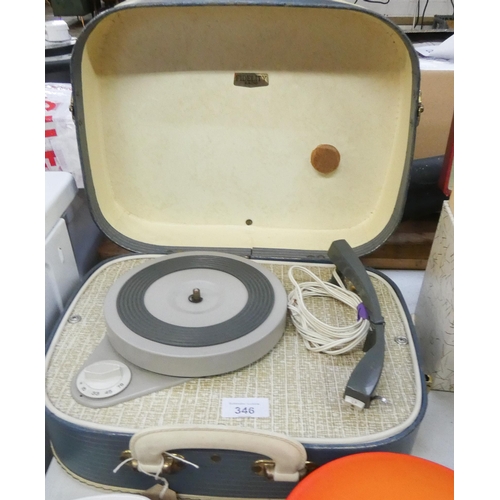 346 - Old retro Fidelity portable record deck and old flexi-discs