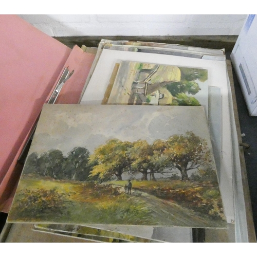 410 - Quantity of unframed pictures and prints