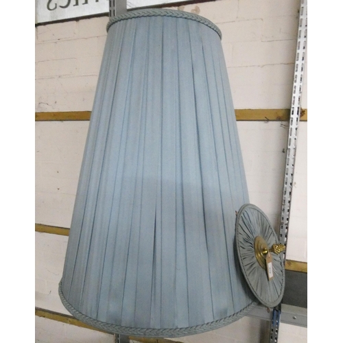 419 - Large pale blue vintage pleated standard lamp shade