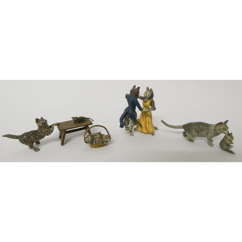 328 - A collection of four miniature novelty cat cold painted bronzes