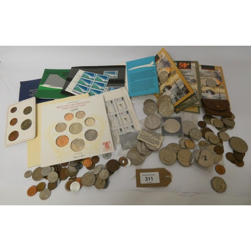 311 - A small collection of stamps and coins etc