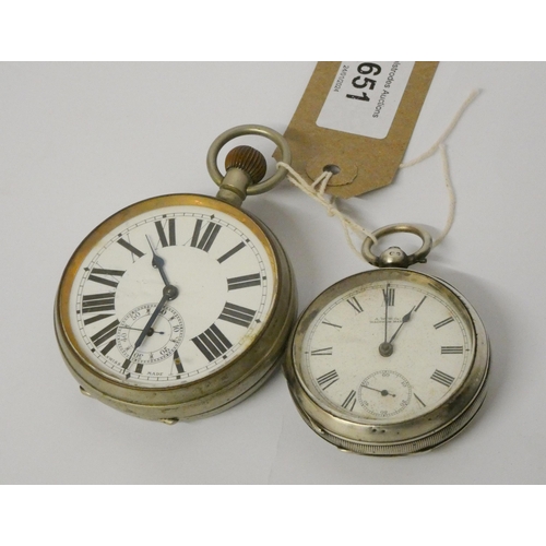 651 - Goliath pocket watch and a silver open face pocket watch