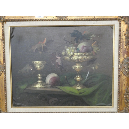 196 - A gilt framed oil painting of a still life signed Moliart