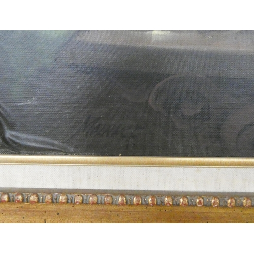 196 - A gilt framed oil painting of a still life signed Moliart