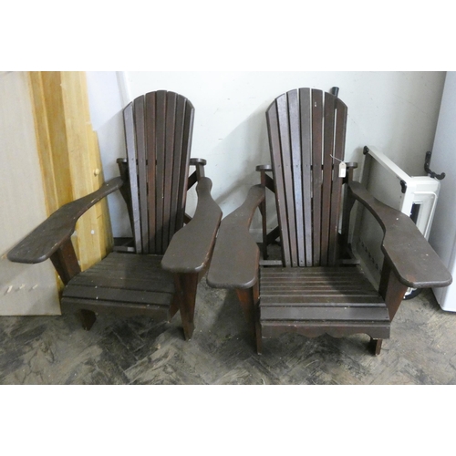 447 - Two Adirondack wooden garden chairs