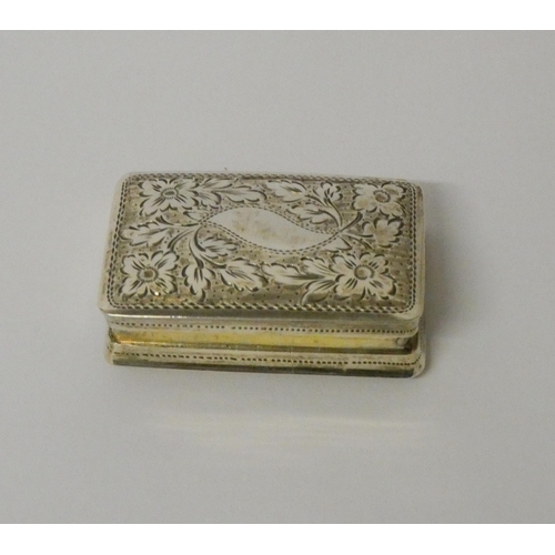 686 - Georgian silver vinaigrette with floral pierced gilt grille, Birmingham marks John Lawrence & Co, 2.... 