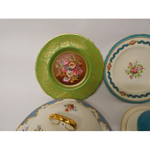 451 - Two Minton circular muffin dishes and covers, Minton plate and a hand painted floral decorated Cauld... 