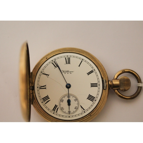 759 - Waltham gold plated full hunter pocket watch