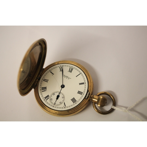 759 - Waltham gold plated full hunter pocket watch