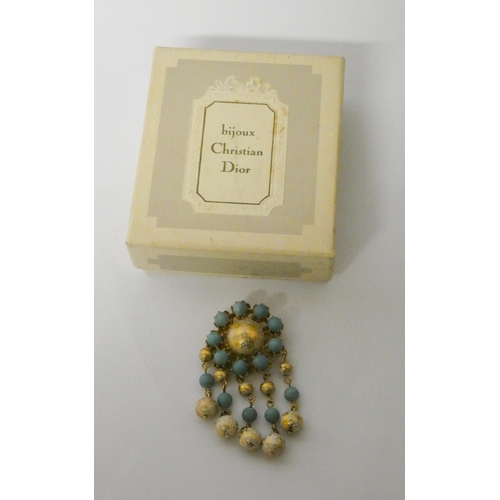 619 - Mitchel Maer for Christian Dior: a 1950's faux turquoise and glass bead cluster brooch, marked to re... 