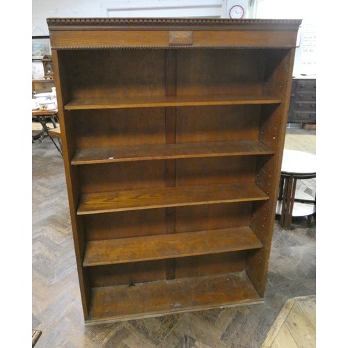 159 - An oak open bookcase with adjustable shelves, 3'6 wide