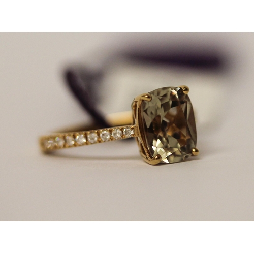 625 - Iliana - modern 18ct gold diamond and Turkizite dress ring, as new with tags, box and certificate, r... 