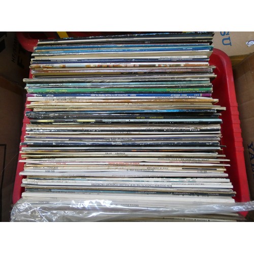 329 - Two boxes of vinyl LP records and some singles - some pop music