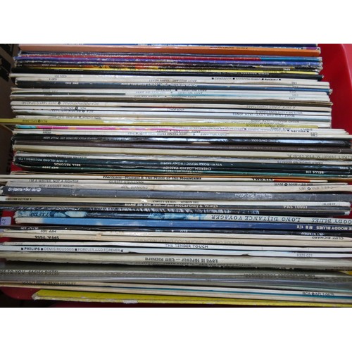 329 - Two boxes of vinyl LP records and some singles - some pop music